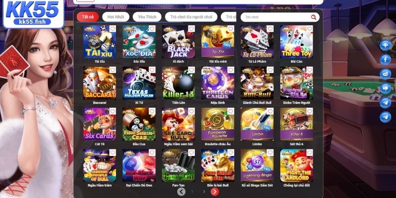 Danh mục game khi đánh giá KK55 Danh mục game khi đánh giá KK55